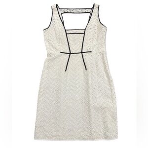 Yoana Baraschi White Lace Black Trim Cotton Short Womens 12 Dress Anthropologie